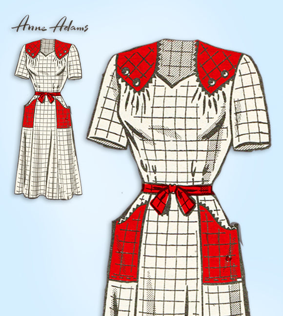 1950s Original Vintage Anne Adams Sewing Pattern 4980 Womens Dress Size 38 Bust