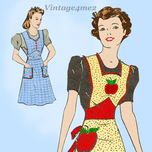 Anne Adams 4981: 1930s Misses Farm Kitchen Apron 40-42 B Vintage Sewing Pattern - Vintage4me2