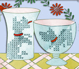 1940s VTG Alice Brooks Embroidery Transfer 6454 Uncut Scottie Dishes Tea Towels