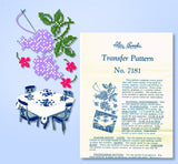 1940s Vintage Alice Brooks Embroidery Transfer 7181 Uncut Lilac Table Cloth - Vintage4me2