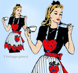 Alice Brooks 7458: 1940s Uncut Misses Heart Apron Vintage Transfer Sewing Pattern