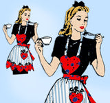 Alice Brooks 7458: 1940s Uncut Misses Heart Apron Vintage Transfer Sewing Pattern