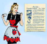 Alice Brooks 7458: 1940s Uncut Misses Heart Apron Vintage Transfer Sewing Pattern