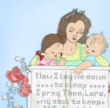 1940s Alice Brooks Embroidery Transfer 7466 Uncut Now I Lay Me Childs Sampler