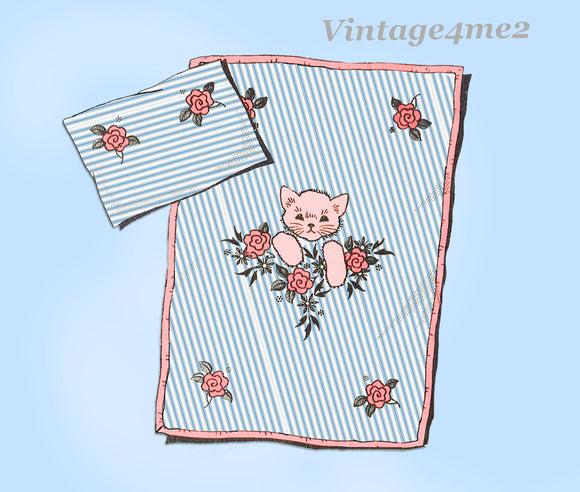 1950s Vintage Anne Cabot Embroidery Transfer 5375 Uncut Baby Crib Set Pattern
