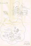 1950s Vintage Anne Cabot Embroidery Transfer 5408 Uncut Baby Farm Animal Bibs
