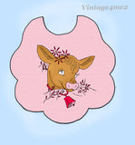 1950s Vintage Anne Cabot Embroidery Transfer 5408 Uncut Baby Farm Animal Bibs