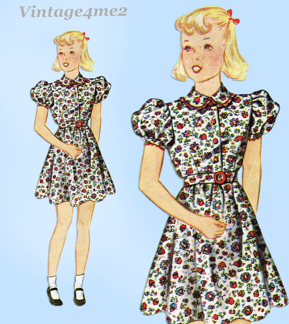 1930s Vintage Advance Sewing Pattern 1981 Cute Toddler Girls Dress Size 6