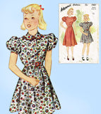 1930s Vintage Advance Sewing Pattern 1981 Cute Toddler Girls Dress Size 6