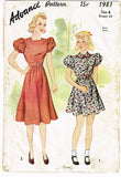 1930s Vintage Advance Sewing Pattern 1981 Cute Toddler Girls Dress Size 6