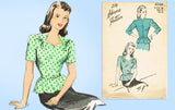1940s Vintage Advance Sewing Pattern 4044 Uncut Misses Peplum Blouse 32 B