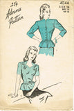 1940s Vintage Advance Sewing Pattern 4044 Uncut Misses Peplum Blouse 32 B