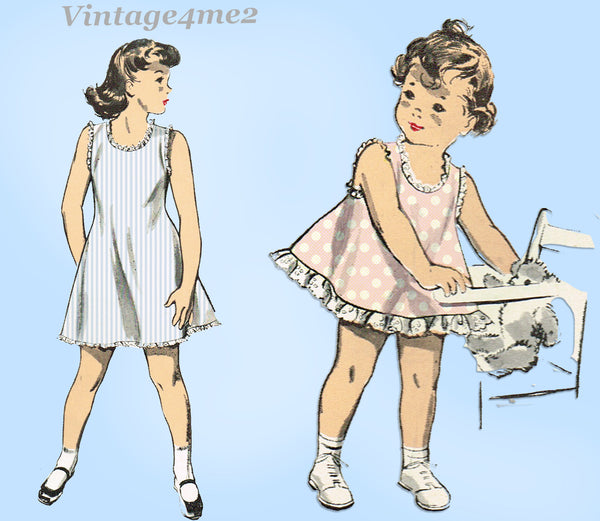 Advance 4135: 1940s Toddler Girls Slip & Panties Sz 4 Vintage Sewing Pattern