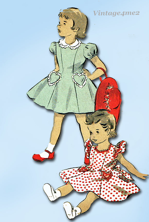 Advance 4249: 1940s Cute Toddler Girls Dress Sz 2 Vintage Sewing Pattern