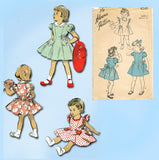 Advance 4249: 1940s Cute Toddler Girls Dress Sz 2 Vintage Sewing Pattern