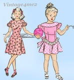 Advance 4529: 1940s Cute Toddler Girls Dress Sz 6 Vintage Sewing Pattern