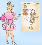 Advance 4529: 1940s Cute Toddler Girls Dress Sz 6 Vintage Sewing Pattern