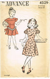 Advance 4529: 1940s Cute Toddler Girls Dress Sz 6 Vintage Sewing Pattern