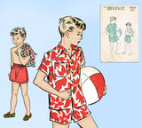 1940s Vintage Advance Sewing Pattern 5064 Little Boy's Swim Suit & Shirt Sz 8
