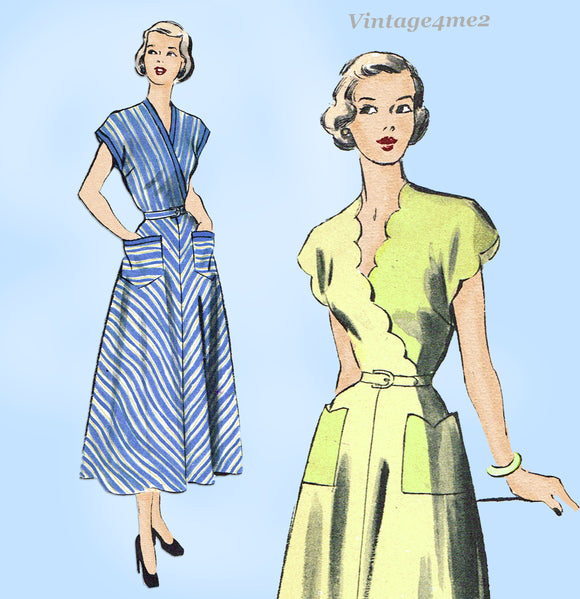 1940s Vintage Advance Sewing Pattern 5140 Uncut Misses Bias Cut Dress Sz 34 B