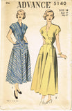 1940s Vintage Advance Sewing Pattern 5140 Uncut Misses Bias Cut Dress Sz 34 B