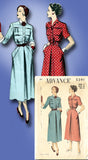 1950s Vintage Advance Sewing Pattern 5391 Misses Tucked Dress Size 12 30 Bust