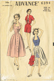 1950s Vintage Advance Sewing Pattern 6394 Misses Halter Top Shorts Skirt Sz 32 B - Vintage4me2