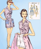 1950s Vintage Advance Sewing Pattern 7049 Misses 3 Piece Play Suit Set Size 32 Bust - Vintage4me2
