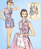 1950s Vintage Advance Sewing Pattern 7049 Misses 3 Pc Play Suit Set Size 30 Bust - Vintage4me2