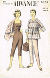 1950s Vintage Advance Sewing Pattern 7074 Misses Playsuit & Jacket Size 30 Bust -Vintage4me2