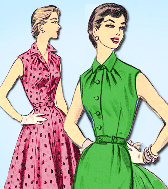 1950s Vintage Advance Sewing Pattern 7111 Women's Shirtwaist Sun Dress Size 38 B - Vintage4me2