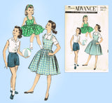 1950s Vintage Advance Sewing Pattern 8660 Uncut Girls Shirt Shorts Jumper Sz 10