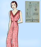 Advance 934: 1930s Rare Misses Lounging Pajamas 34 Bust Vintage Sewing Pattern
