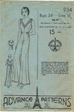 Advance 934: 1930s Rare Misses Lounging Pajamas 34 Bust Vintage Sewing Pattern