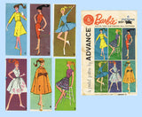 Advance 9939: 1960s Mid Mod Barbie Doll Clothes Set Vintage Sewing Pattern vintage4me2