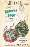 1950s Vintage Advance Sewing Pattern Uncut Misses Button and Bows Apron Fits All