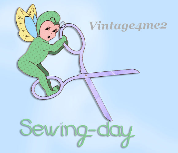 1950s VTG Aunt Martha's Embroidery Transfer 3039 FF Chore a Day Elf Tea Towels