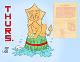 1950s Aunt Martha's Embroidery Transfer 3701 Uncut Lion & Mouse Tea Towel Motifs
