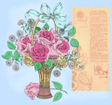 1960s Uncut Aunt Martha's Embroidery Transfer 3702 Flower Basket Bedspread