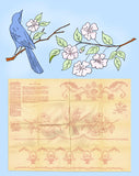 1950s Aunt Martha's Embroidery Transfer 3728 Uncut Bird & Flower Pillowcase Motifs