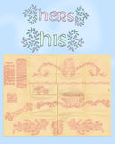 1950s Aunt Martha's Embroidery Transfer 3742 Uncut His & Hers Pillowcase Motifs