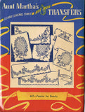 1950s Uncut Aunt Marthas Embroidery Transfer 647 Uncut Pansy Motifs for Bedroom Linens