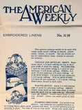 1940s Vintage American Weekly Embroidery Transfer 3138 Uncut Garden Girl Pcases