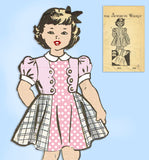 American Weekly 3813: 1940s Toddler Girls Scalloped Dress Sz 4 Vintage Sewing Pattern