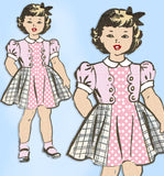 American Weekly 3813: 1940s Toddler Girls Scalloped Dress Sz 4 Vintage Sewing Pattern