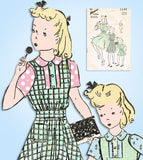 1940s Vintage Advance Sewing Pattern 2600 Uncut WWII Girls Jumper Dress Size 4 -Vintage4me2