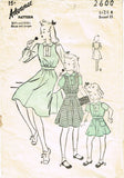 1940s Vintage Advance Sewing Pattern 2600 Uncut WWII Girls Jumper Dress Size 4 -Vintage4me2