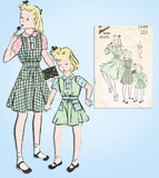 1940s Vintage Advance Sewing Pattern 2600 Uncut WWII Girls Jumper Dress Size 4 -Vintage4me2