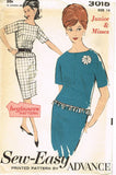1960s Vintage Advance Sewing Pattern 3015 Uncut Misses 2 Pc Dress Size 14 34B
