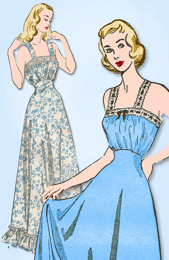 1940s Vintage Advance Sewing Pattern 4919 Misses Swiss Beading Nightgown Sz 32 B